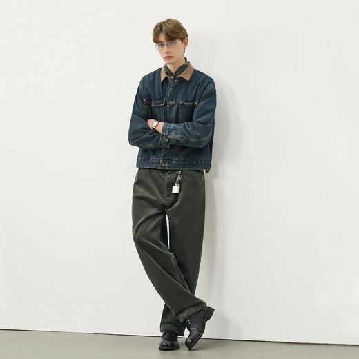 714street复古灯芯绒直筒裤2025秋季新款男士休闲裤水洗工装长裤 商品图2