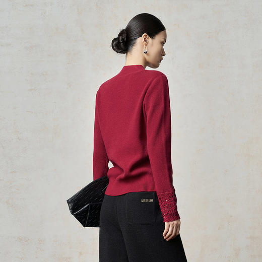 【林栖设计小店】山茶知雾系列仿手钩花羊绒衫国风修身优雅多色2025秋冬新款毛织上衣女1954075 商品图10