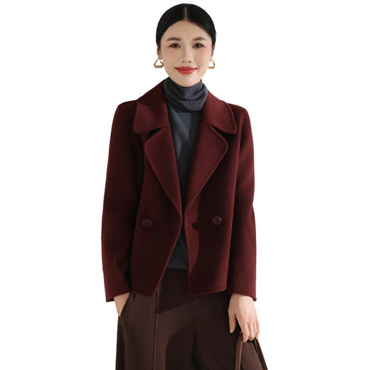 「自」全新升级【铂金会员395/天猫529/差价134】(20416)洛诗琳韩版气质毛呢外套2025秋冬百搭短款双面羊毛外套女 商品图4