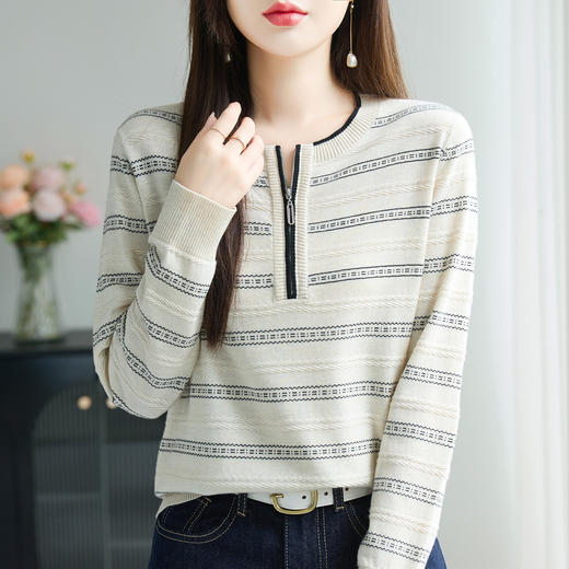 提花针织打底小衫，显瘦洋气漂亮胖mm毛衣CC-26-9178 商品图2