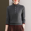 FCY FQ88733时尚百搭毛衣针织打底衫假两件纽扣半高领上衣 商品缩略图2