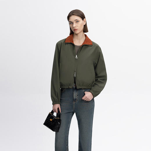 COCO ZONE&刘一一双面穿立领秋季双短款百搭夹克长袖外套23C29659 商品图3