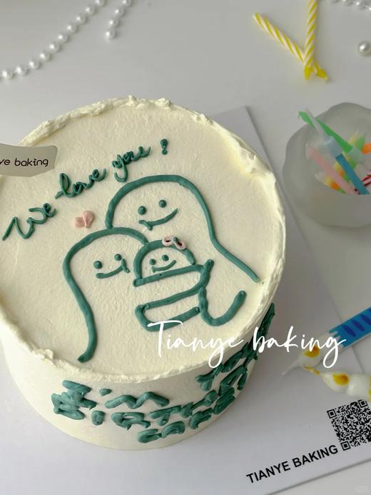 一家三口手绘卡通蛋糕-低糖处理无添加 商品图0