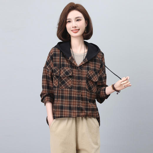 WH85092025年春季上新气质时尚文艺风格纹连帽外套小个子百搭设计感 商品图2