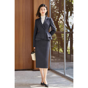 剩S 米思阳2026春季新款通勤风荷叶边下摆收腰显瘦西装外套女4844