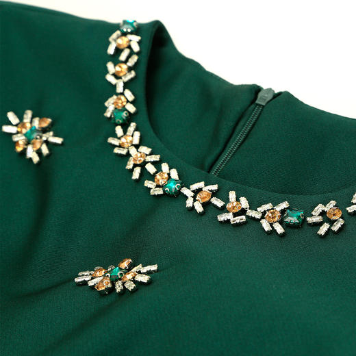 QG804斯尔丽25新款法式浪漫镶钻场合礼服配本色腰带收腰放摆显高连衣裙 商品图5