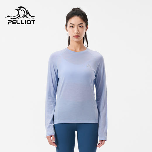 【P系列】伯希和户外美利奴羊毛T恤女亲肤透气运动上衣长袖打底衫 商品图0