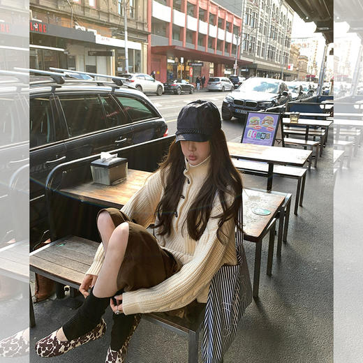 西遇高领毛衣慵懒高级感女新款宽松显瘦套头针织上衣SS051538 商品图6