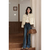 鹿向南「米露星绽」复古水洗蓝色牛仔裤女初秋微喇垂感显瘦直筒裤 商品缩略图1