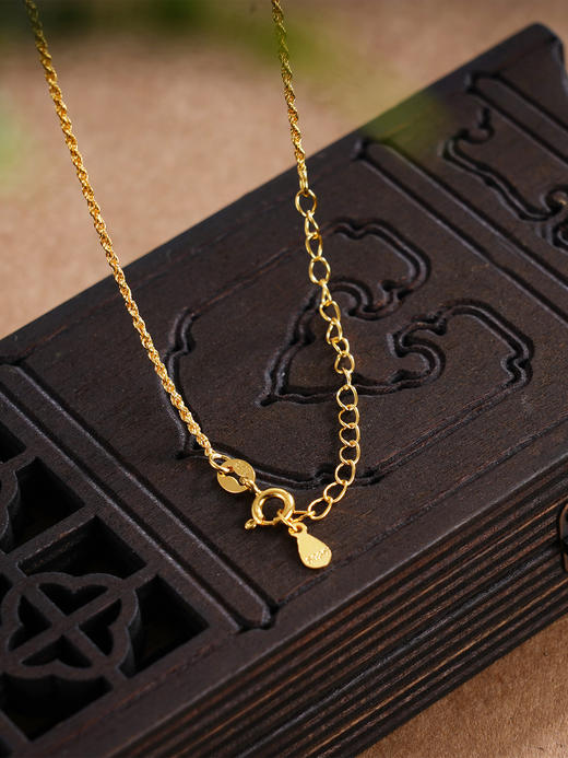 子佩集S925银【秋风杏语】套链【DZ05083】纯银古法银项链贝壳和田玉爱心青玉镀金2509 商品图5