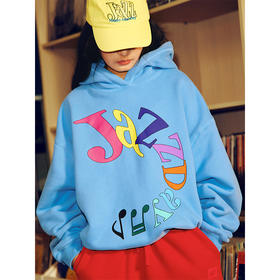 CryingCenterJazzDay弧形音符字母印花宽松套头加绒卫衣 哭喊中心