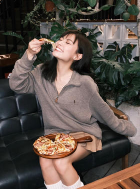 男女同款拉夫原单刺绣战马半拉链卫衣