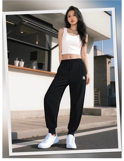 优选 | MLB经典小LOGO束脚长裤 黑色/奶油色/麻灰色 S-XL 显高又显瘦 松弛感 商品图3