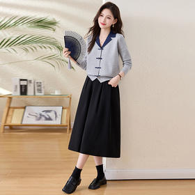 长袖针织衫半身裙两件套，时尚气质洋气减龄穿搭套装裙HR-XBL8502
