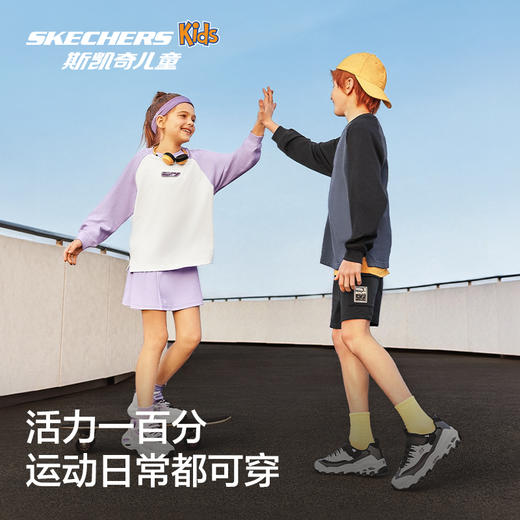 Skechers斯凯奇儿童T恤插肩袖时尚百搭上衣男女童纯棉舒适长袖L125K006 商品图4