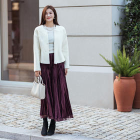 【林栖设计小店】山茶知雾系列绵羊毛外套盘带绣钩花优雅百搭宽松2025秋冬新款短款上衣女1953059