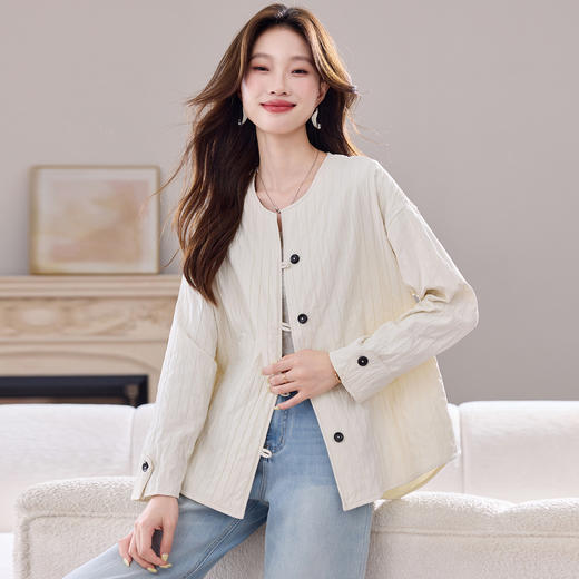 6908秋装长袖时尚圆领遮屁股外套2025新款宽松显瘦休闲气质外搭上衣女 商品图0