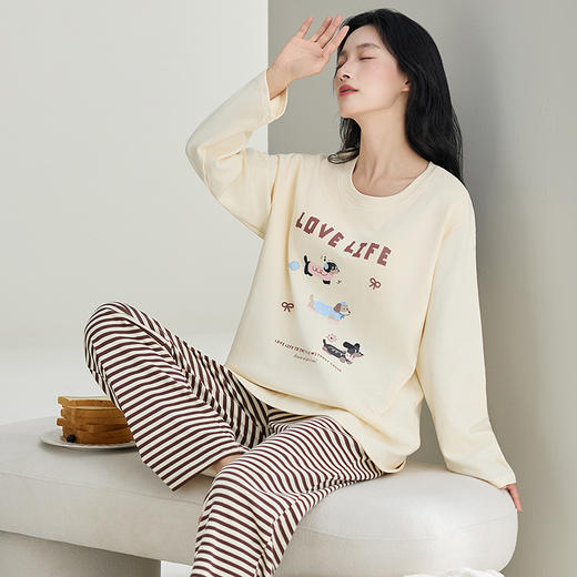 纯棉睡衣女款长袖2025新款春秋款卡通100%全棉女士家居服套装秋季 商品图5