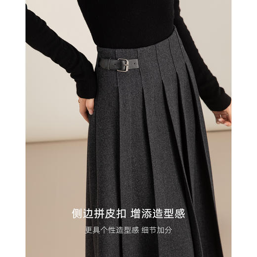 「高货xg」全新升级【铂金会员192/天猫259/差价67】(03521)洛诗琳新款醋酸羊毛半身裙2025秋冬高腰显瘦A字百褶裙子 商品图3