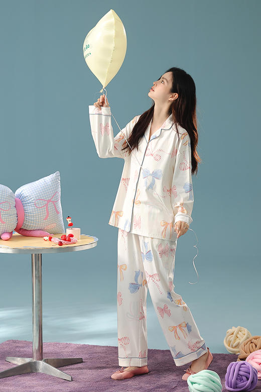 【抗菌新疆棉】自然醒「甜心奶油」A类秋季长袖睡衣女士纯棉高级感套装家居服JLM 商品图10