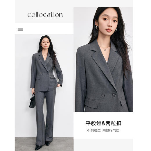 【内购】【免搭配套装】职场通勤平驳领垫肩长袖西装外套&中腰微喇长裤-153ZE2784 商品图2