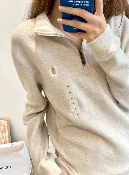 男女同款拉夫原单刺绣战马半拉链卫衣 商品图10