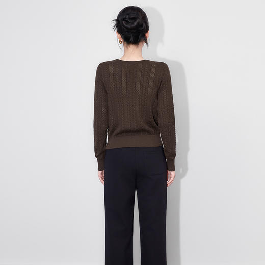 「高货wl」全新升级【铂金会员211/天猫279/差价68】(95459)洛诗琳法式镂空钩花针织衫2025秋季钉珠圆领羊毛混纺开衫 商品图3