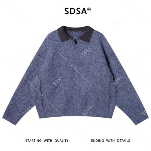 72618SDSA男士秋冬新款痞帅男装韩版拼接撞色纽扣翻领针织衫毛衣百搭 商品图1