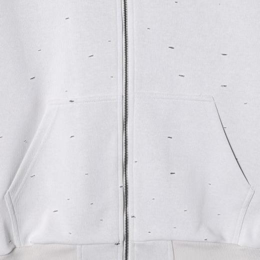 7104SDSA男士秋冬新款痞帅男装韩版宽松破洞拉链连帽卫衣网红款百搭 商品图3