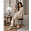 可人儿春秋季带胸垫奥力棉女士长袖长裤睡衣可外出纯棉家居服套装 商品缩略图0