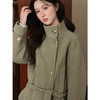 鹿向南「云涧风栖」绿色短款毛呢短款外套女秋季新款宽松气质上衣 商品缩略图1