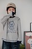 2025秋春男女儿童圆领简笔画明线狗浅灰袖口撞色宽松长袖T恤 商品缩略图0