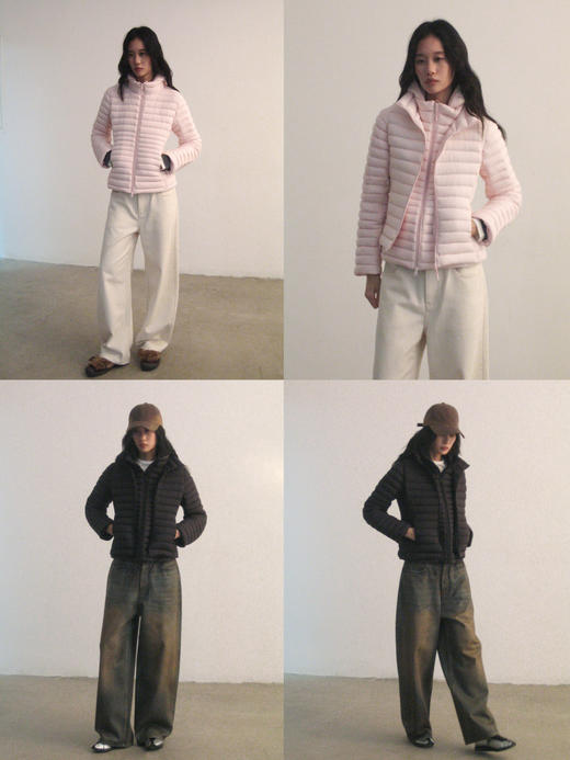 素舶 90白鸭绒纸片人超轻保暖连帽可收纳沙漏收腰修身排骨羽绒服 商品图2