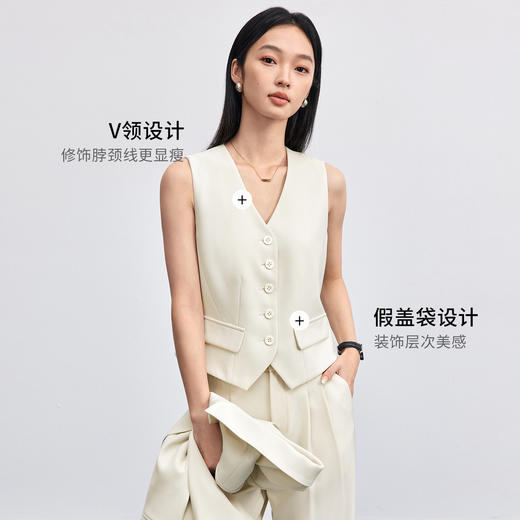 【内购】尚都比拉单排扣假盖袋设计面试职业正装通勤职场穿搭西装V领马夹-153JA2260 商品图2