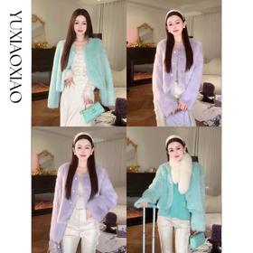 余潇潇【冰岛海风】轻奢质感托斯卡纳直绵羊毛革皮毛一体香蕉袖皮草