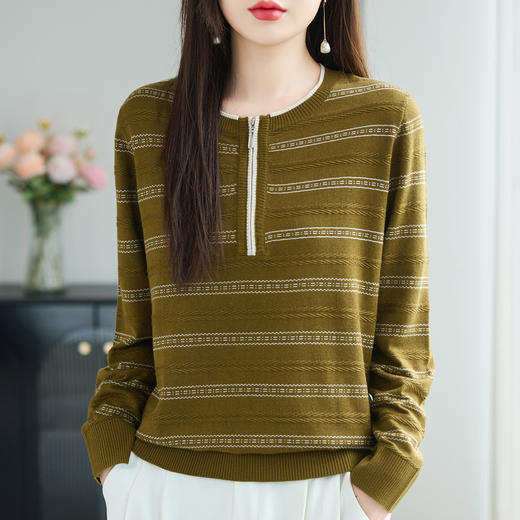 提花针织打底小衫，显瘦洋气漂亮胖mm毛衣CC-26-9178 商品图1