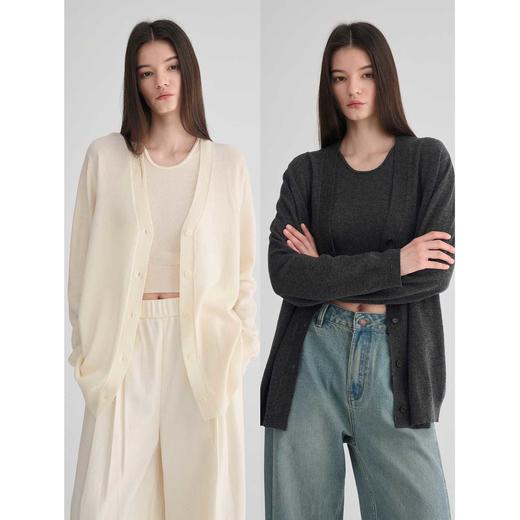 MAISON CECILE 五色/羊绒羊毛蓬松软糯松弛感V领百搭针织开衫 商品图0