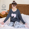 全棉睡衣女带胸垫春秋季长袖卡通可爱风两件套装纯棉韩版家居服冬 商品缩略图5