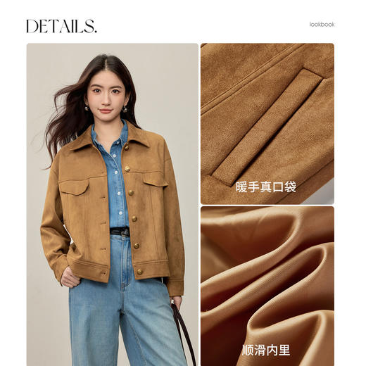 【内购】【英伦复古】厚实皮绒皮绒落肩衫半圆浮雕外套-153WB2010 商品图3