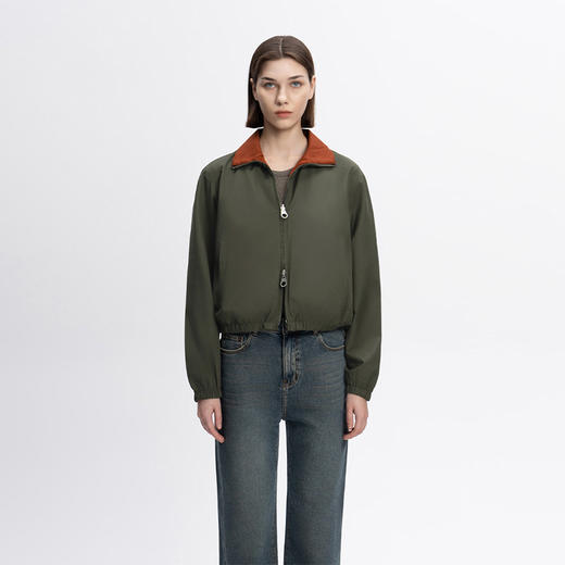 COCO ZONE&刘一一双面穿立领秋季双短款百搭夹克长袖外套23C29659 商品图0