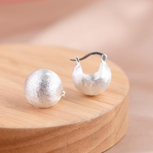【清闲时光】S925银素银拉丝圆球银珠珠耳包耳饰【SCH-SY33003】 商品图1