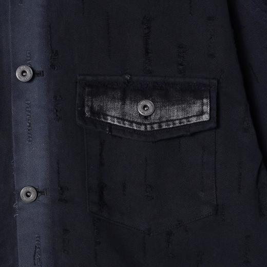 56156SDSA男士秋冬新款痞帅男装潮牌渐变磨破翻领长袖衬衫时尚百搭衬衣 商品图3