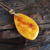 【天然正品】AU750玫瑰金镶天然水滴造型鸡油黄蜜蜡吊坠项链链长：45CM（长度可调节）女士120925NJM09现售价：2380 商品缩略图4
