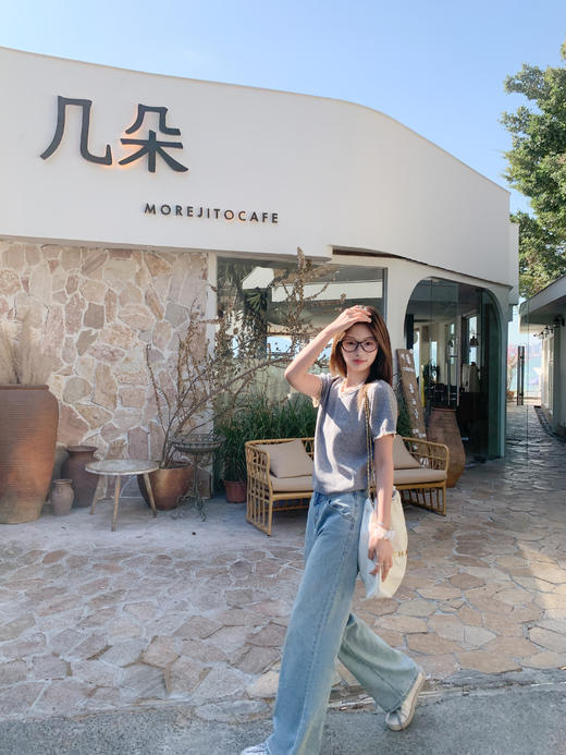 <曾小咸推荐>蕾丝边蝴蝶结拼接短袖针织衫T恤 商品图6