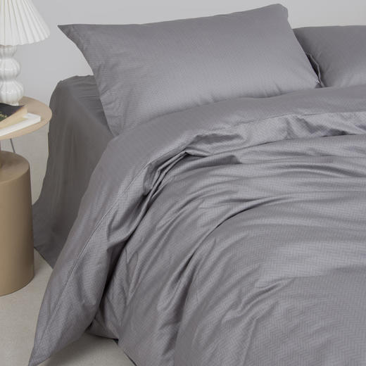 80S长绒棉贡缎印花四件套（灰调细纹） 商品图4