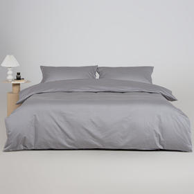 80S长绒棉贡缎印花四件套（灰调细纹）