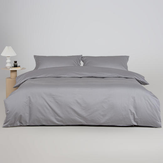 80S长绒棉贡缎印花四件套（灰调细纹） 商品图0