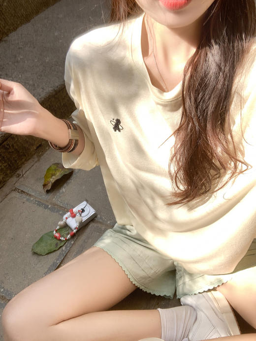 【110元任选2件】最后一波现货！慵懒百搭浅黄色宽松防晒长袖T恤 商品图7