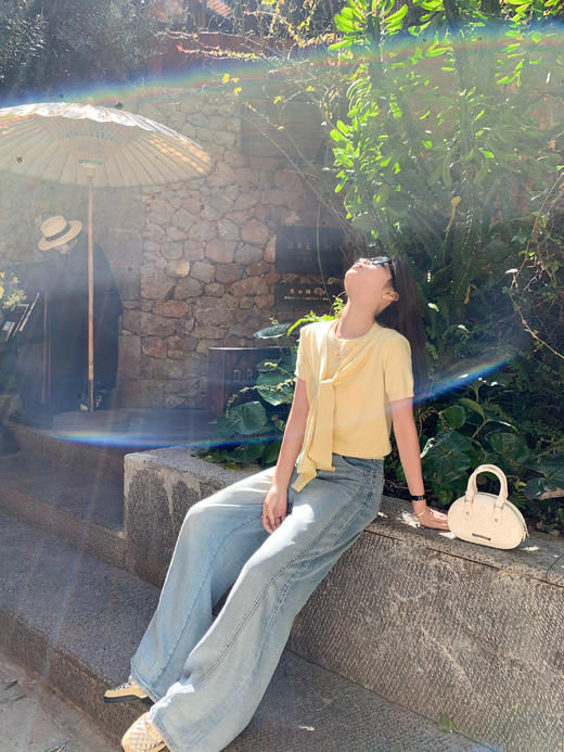 <曾小咸推荐>现货秒杀！微信超特价！设计感3色带披肩短袖针织衫两件套 日常149.99 立减60 秒杀89.99！ 商品图12