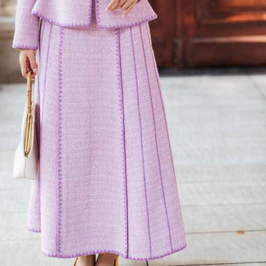 【林栖设计小店】（现货）小香风粉半身裙优雅国风盘扣宽松显瘦2025秋冬新款裙子女T1954148 商品图0